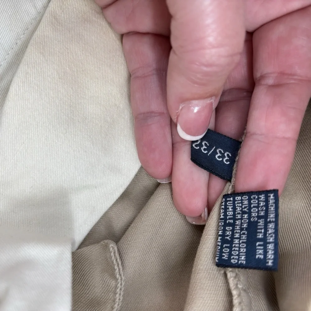 Polo Ralph‎ Lauren Pants Mens 33x32 Khaki Beige Chino Straight Leg Pleated Front